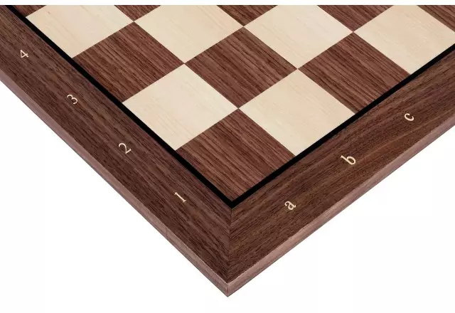 Exclusive chess board No. 6 (with description) walnut/ maple (marquetry)